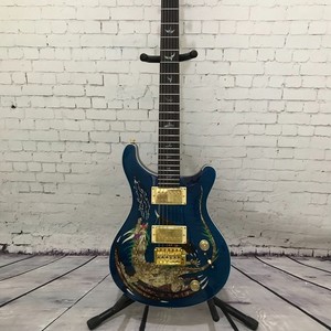 Factory sur mesure guitare électrique motif dragon bleu or quincaillerie en stock