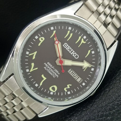 AUTOMATIC VINTAGE REFURBISHED SEIKO 6309A JAPAN MENS BROWN DIAL WATCH a442718-1
