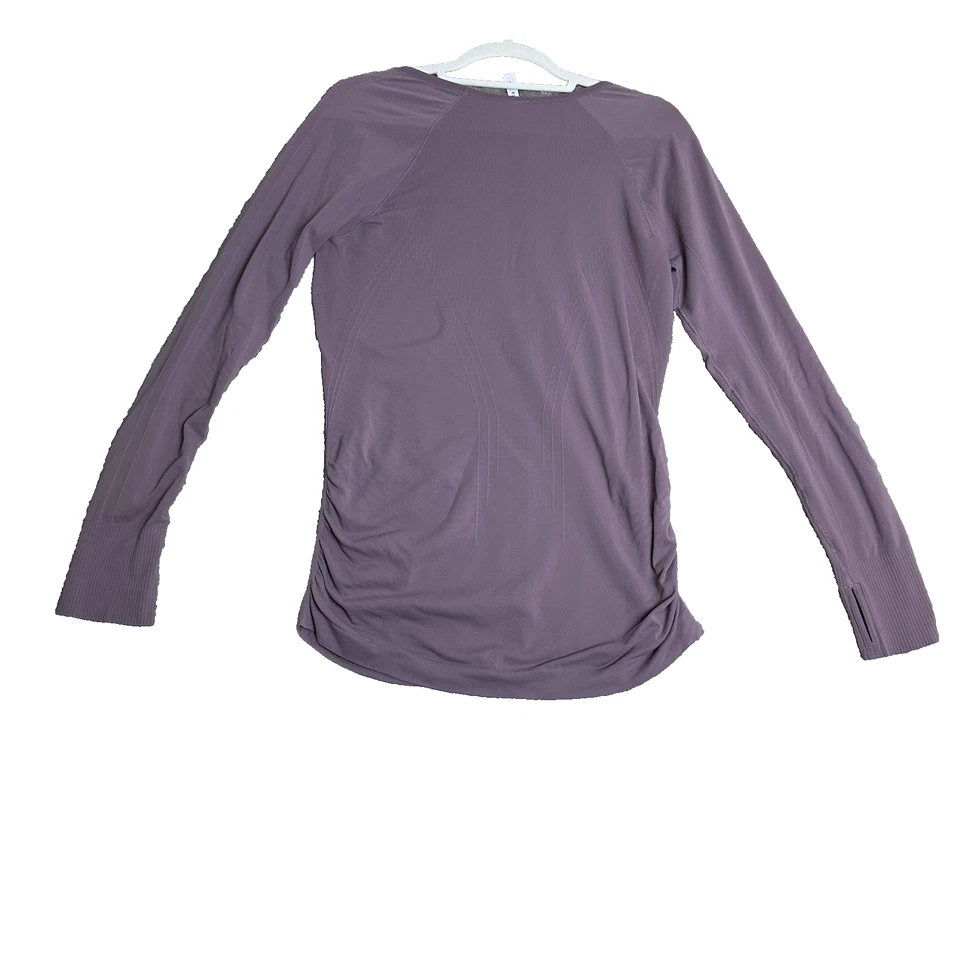 Camisa Athleta Mujer Manga Larga Top L Púrpura Acanalada Elastizada Ajuste Elegante Agujero para el Pulgar Foto 2 de 4