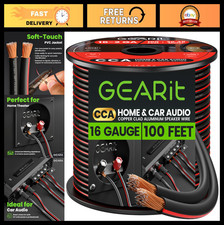 16 Gauge Speaker Wire 100ft - Car Audio Home Theater Speaker Cable, CCA, Black