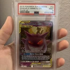 2019 POKEMON SUN & MOON TEAM UP #53 GENGAR & MIMIKYU GX PSA 9