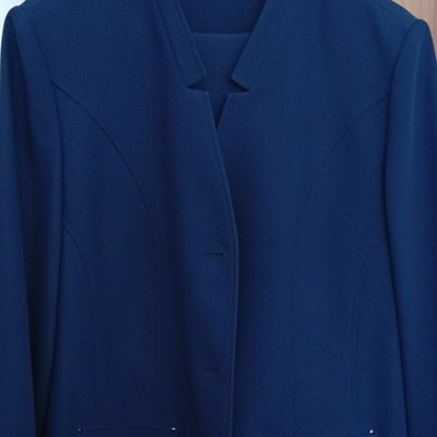 AZ Modell Damen Business Anzug-Blazer Blau Gr. 46 Langarm Knopf Revers