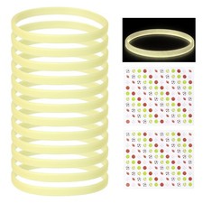 Glow in the Dark Silicone Bracelets Wristbands with Stickers 12 Pcs  Yellow