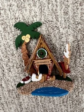 70's Emgee Corp Hawaii SANTA Reindeer  BEACH SHACK  Christmas Ornament
