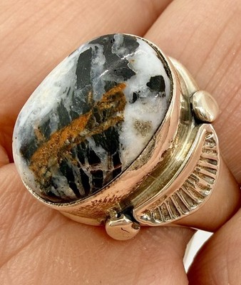 Navajo White Buffalo Men's Ring Sz 10.5 Sterling Signed Allen Tolino 10.g Native