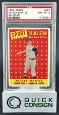 MICKEY MANTLE 1958 TOPPS #487 ALL STAR PSA 8 Q6995