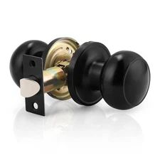 Black Stainless Steel Passage Door Lock Easy Install Adjustable Latch 1 Pack