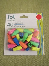 Jot Set of 40 Pencil Top Erasers, Multi-color, NEW SEE NOTES