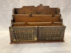 Antique Victorian Oak & Brass Desk Letter Sorter Organiser Collectable