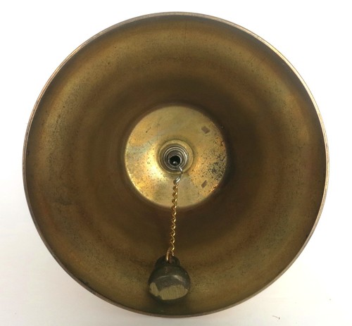 VINTAGE 9.5" BRASS SCHOOL BELL W/ WOOD HANDLE - Picture 4 of 5