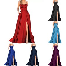Satin Evening Dress Party Slim Fit Slit Dress Soft Comfortable Elegant