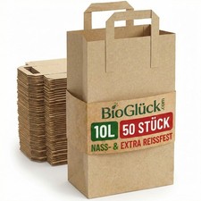 BIOGL&Uuml;CK&reg; - Bio M&uuml;llbeutel 10L mit Henkel | Kraftpapier f&uuml;r die Biotonne