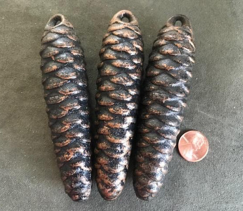 Vintage Cuckoo Clock Pine Cone Weights Cast Iron ~ Set of 3
