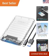 Tool-Free USB C 2.5" SATA Hard Drive Enclosure with LED Indicator - Up to 6TB