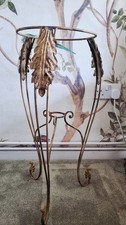 Antique Shabby Chic Rustic Metal 3-Leg Plant Stand  Weathered
