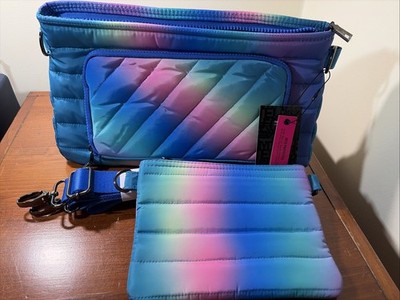 THINK ROYLN Quilted Rainbow Crossbody Bag w/Detachable Strap and Pouch RFID  NEW