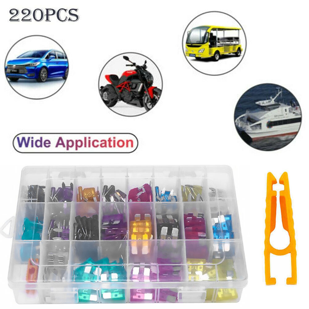 220pcs MINI Assortment Fuse Blade Auto Car SUV Motorcycle FUSES Kit APM ATM US