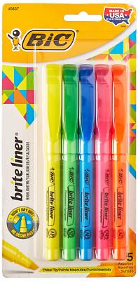 BIC Bulk Buy Brite Liner Highlighters 5/Pkg Fluorescent Colors BLP51W (2-Pack)