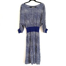 Anthropologie Maeve Size XS Women Gemma Dress Blue White Geometric Dolman Sleeve