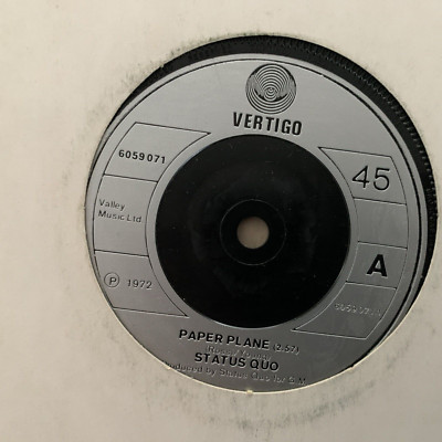 Status Quo - Paper Plane 7'' 45rpm Vinyl Single 1972