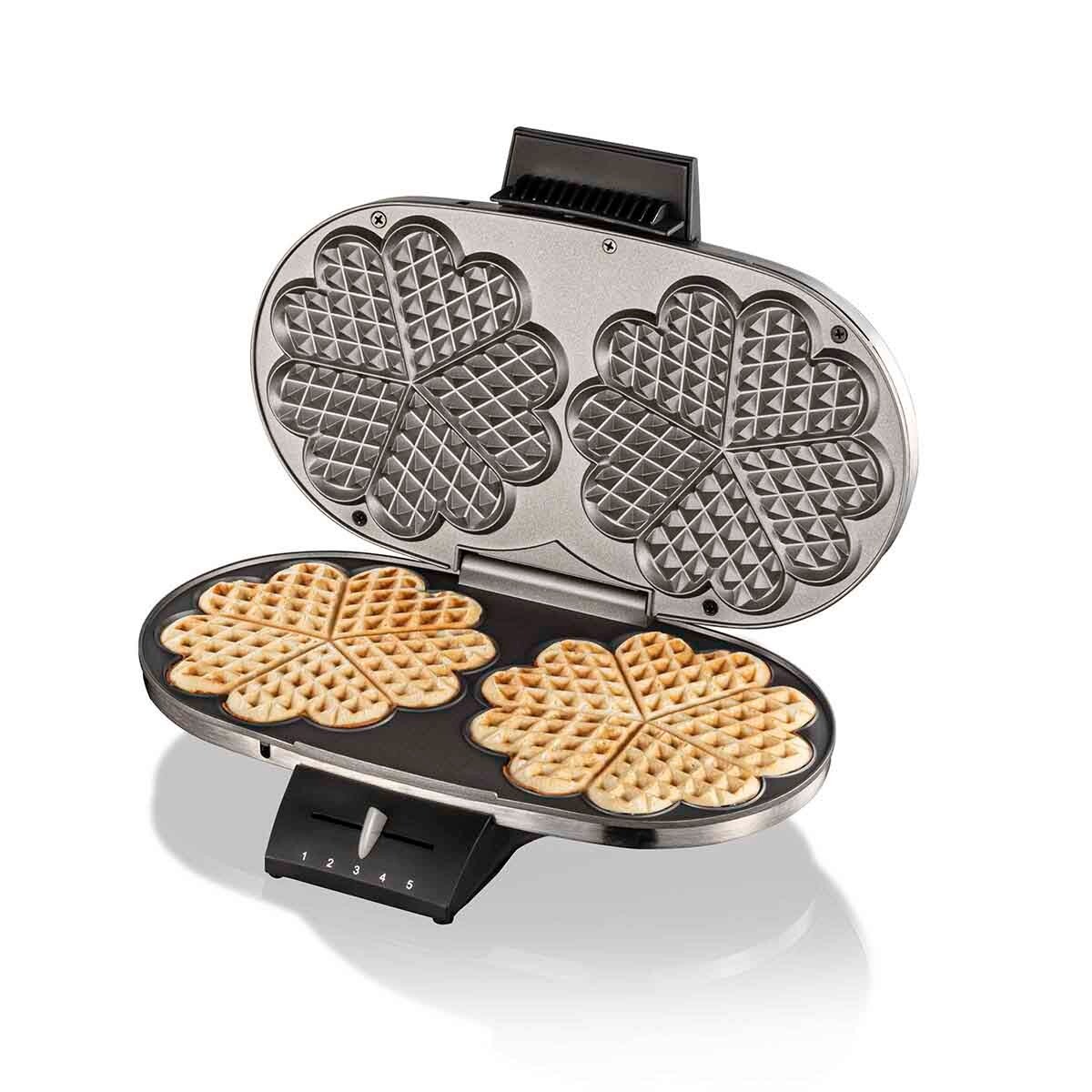 Doppel Waffeleisen Cloer 2 Waffeln Herzform Edelstahl Antihaft (hervor. refurb.)