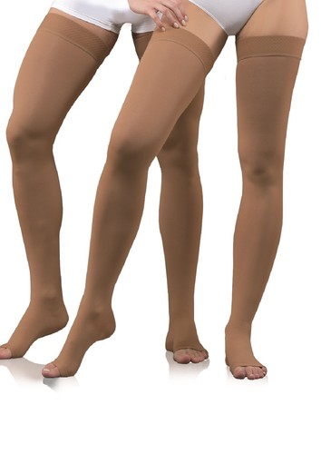 Compression Thigh High Medical Stockings Long Socks Class I Open Toe 18-21mmHg - Picture 2 of 2