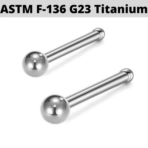 PAIR 18G 2.5MM BALL GRADE23 IMPLANT TITANIUM NOSE RING STUD BONE DIMPLE PIERCING - product listing photo