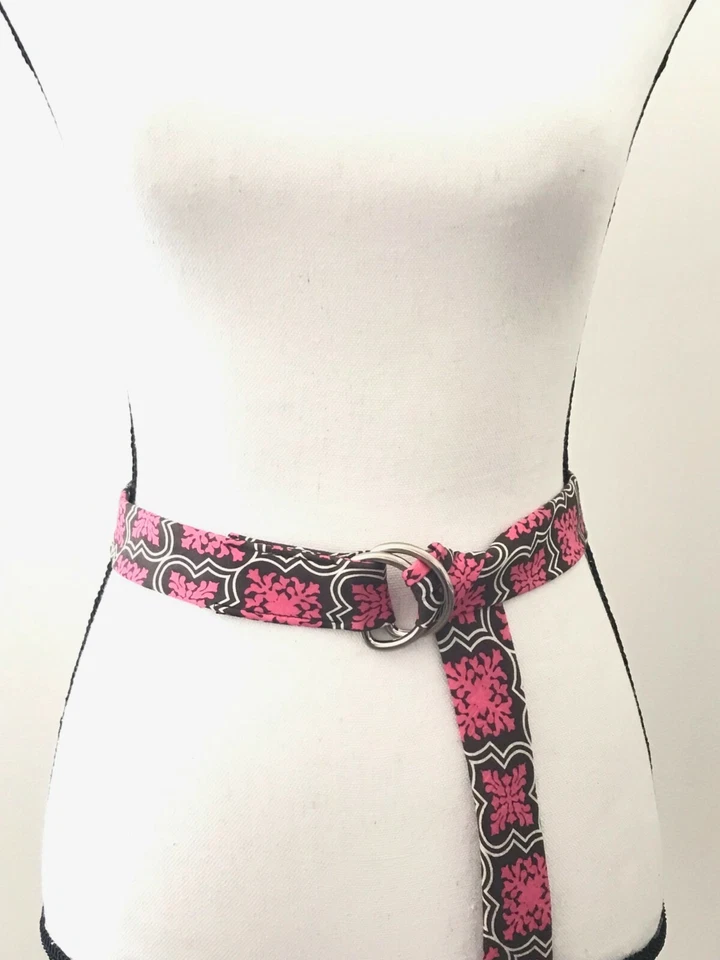 J. Cinto feminino Crew marrom rosa pequeno-médio tecido de lona anel D casual feminino - Imagem 2 de 4