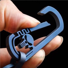 Outdoor EDC CNC Titanium TC4 Skull Key Carabiner w/ Key Ring Fast Hanging Tool