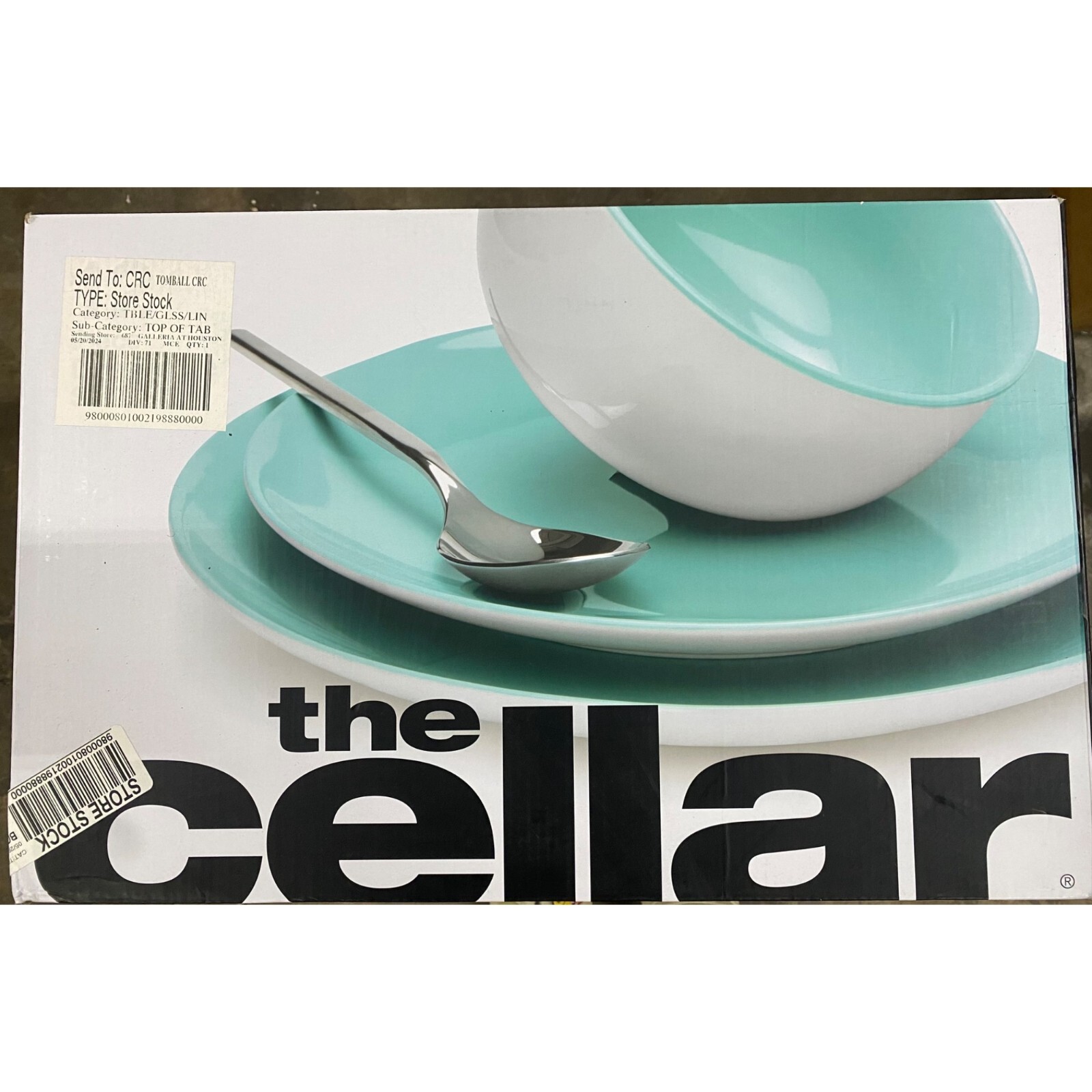 The Cellar Teal Round 12 Pc. Stoneware Dinnerware Set Service for 4 NWB