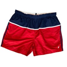 Vintage Nautica Swim Trunks Shorts Mens Large Lined Colour Block Red Blue