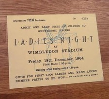 Large Vintage Ticket Stub from Greyhound Racing at Wimbledon Stadium in 1964