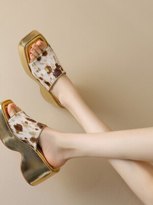 Womens Platform Slippers Summer High Wedge Heels Genuine