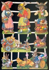 VICTORIAN STYLE DIE CUT PAPER SCRAPS EASTER THEME ef7389 GERMANY