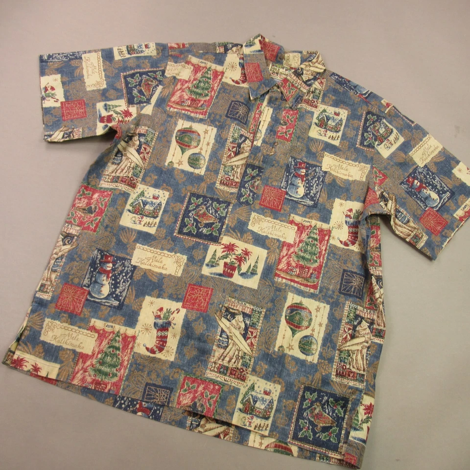 Reyn Spooner Shirt Mens XL Short Sleeve Button Front Mele Kalikimaka Vtg - Image 2 of 4