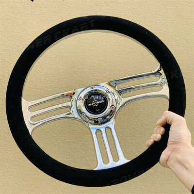 350mm 14 Inch Car Steering Wheel Suede Leather Drift Racing Game Steering Wheel