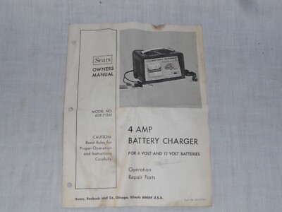 Operators Manual for Vintage Sears 4-amp battery charger model