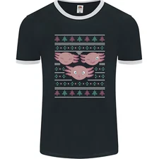 Christmas Axolotl Funny Xmas Mens Ringer T-Shirt FotL