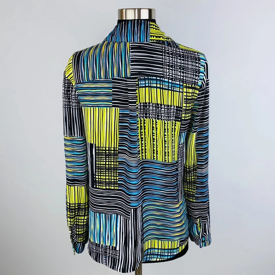 Camisa Relativity Mujer Colorida Retazos Única Estampado Rayas Abstractas S Foto 4 de 4