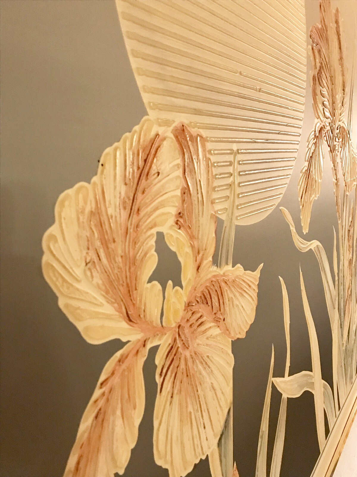 Vintage Letterman Large Canvas Oil Painting Flowers Moon 1970s Decor