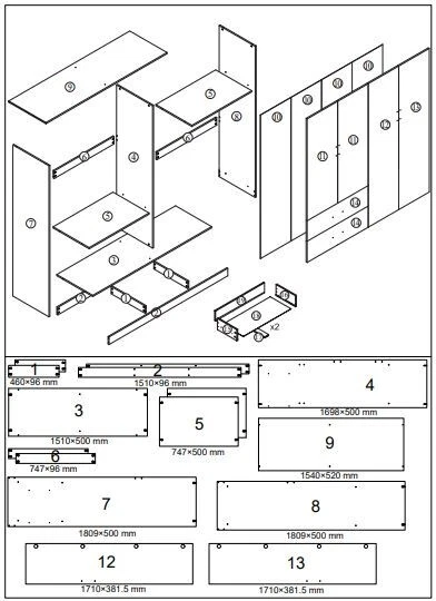 Modern Bedroom Furniture Set 4 Door 2 Drawer Mirrored Wardrobe Hanging Rail - Image 3 of 4