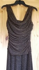 Nightway Collection Gold/Black Metallic Evening Gown Size 8