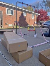 Purple Foldable Gymnastics Bar  Swing And Rings Adjustable Heights 