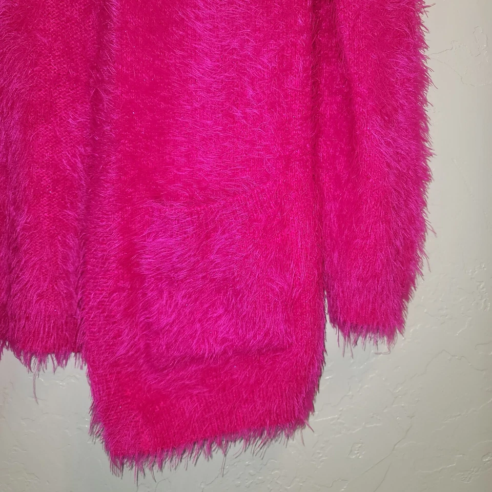 Cárdigan Total Girl Niñas Talla XL 18 Rosa Caliente Pestañas Tejido Metálico Suave Foto 3 de 4