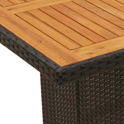 vidaXL Garden Table with Acacia Wood Top Black 190x80x75 cm Poly Rattan UK - Picture 8 of 11