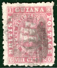 BRITISH GUIANA QV Classic Stamp SG.95 8c Pink (1871) Used Cat £48- XBLUE156