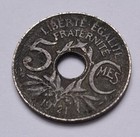 Pièce de monnaie 5 centimes Lindauer 1921 République Française (2)