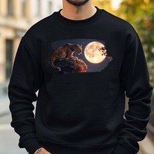 Leopard At Full Moon Sweatshirt Cosy And Perfect For Any Occasion S To 4XL