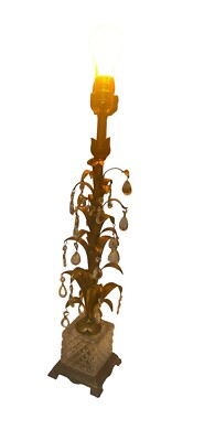 L&L Loevsky Pineapple Leaf Italian Crystal Prism Lamp Vintage Hollywood Regency