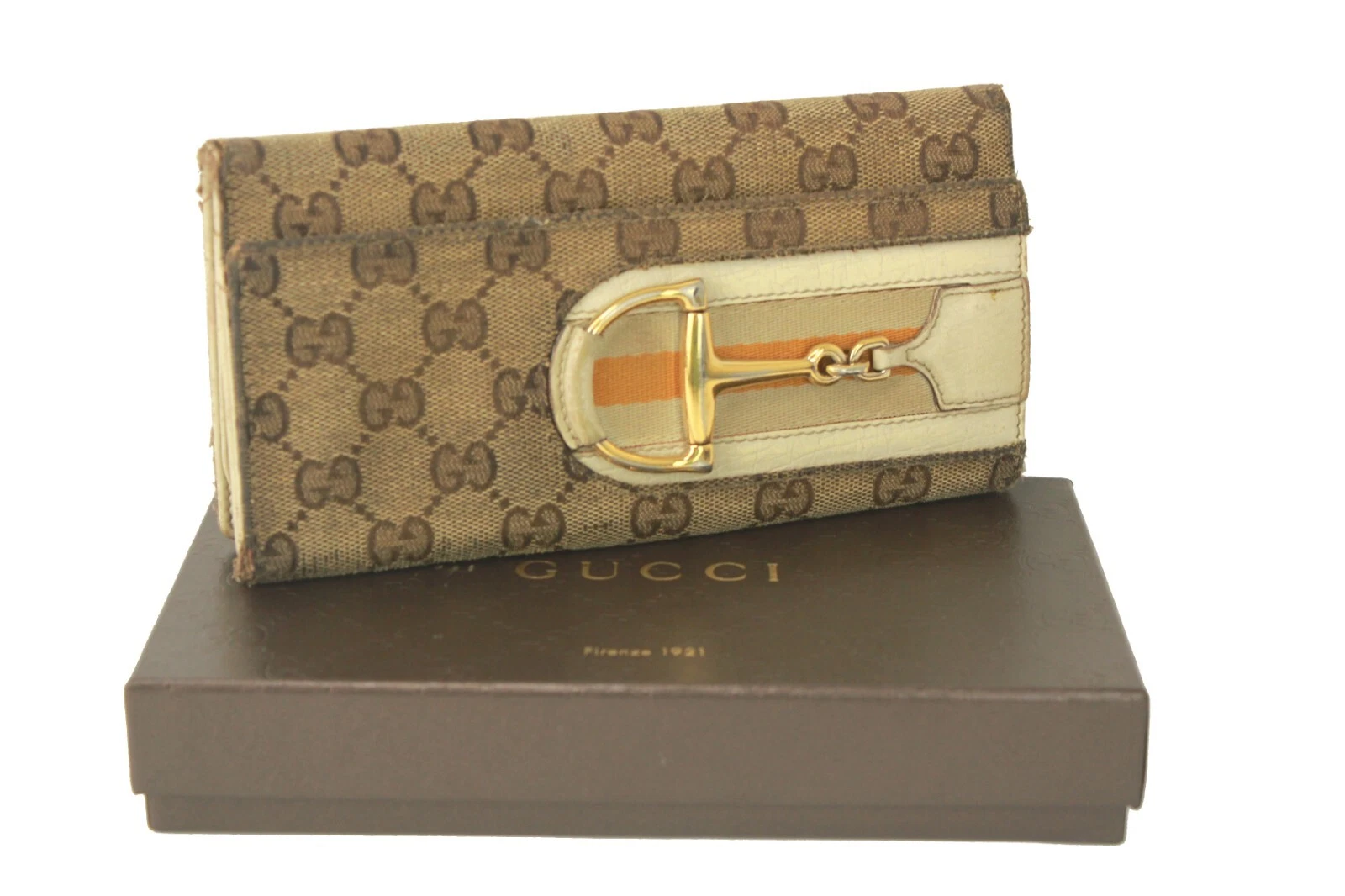 Sac à main portefeuille long en cuir toile authentique GUCCI accessoires femmes Italie